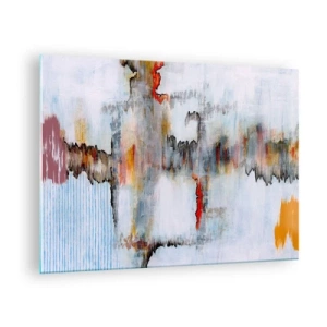 Üveg kép - Absztrakt kompozíció energikus színekkel - 70x50cm - Egy bottal a vízen - Modern fali dekoráció nappalihoz és hálószobához ARTTOR