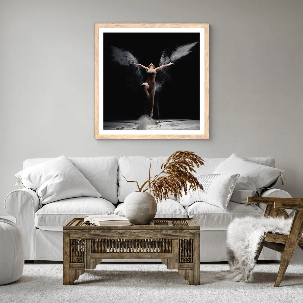 Poszter világos tölgy keretben - Elfek léteznek - 50x50 cm