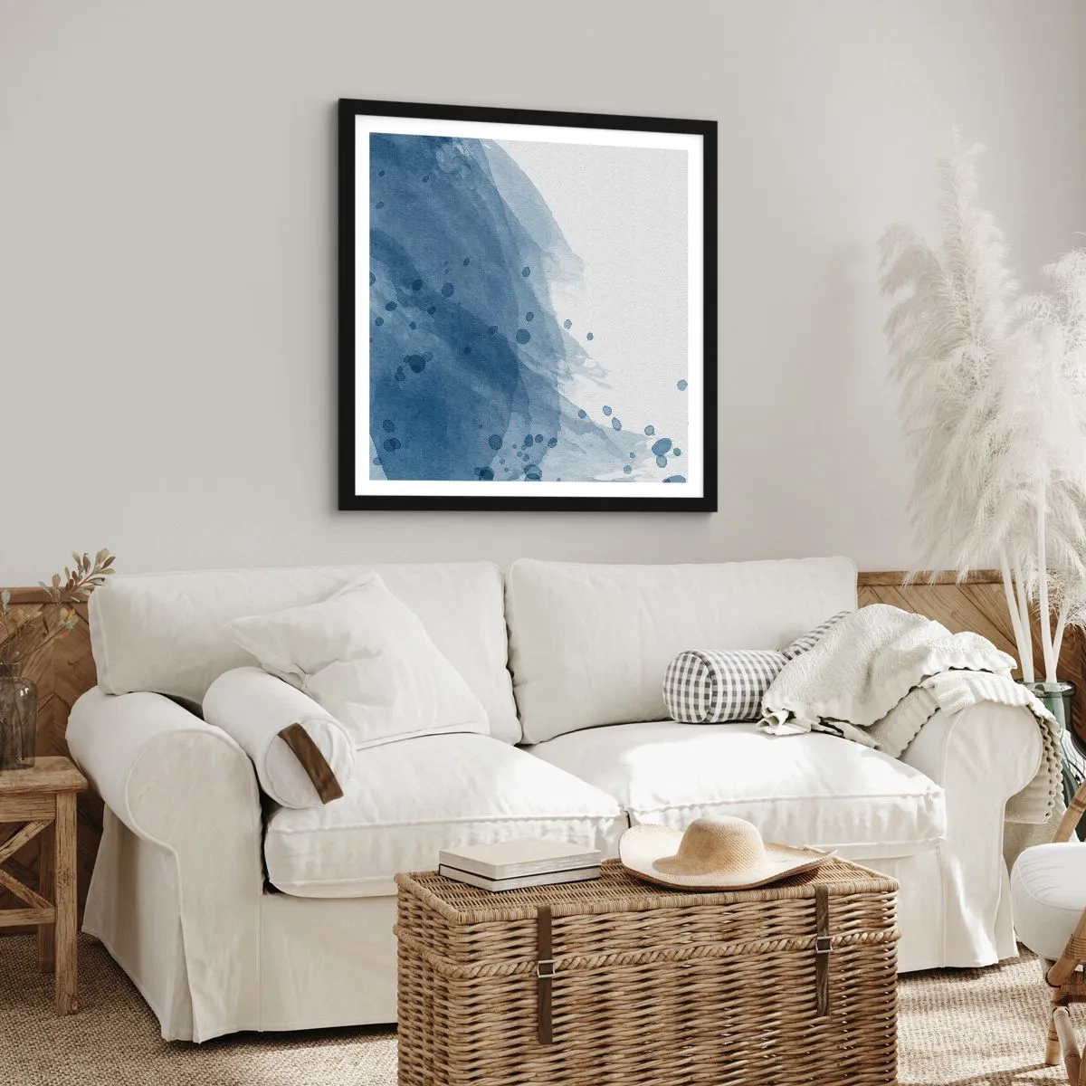 Poszter fehér keretben - Kék tüll - 60x60 cm