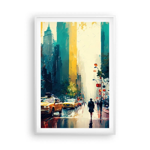 Poszter fekete keretben - New York - itt még az eső is színes. - 61x91 cm