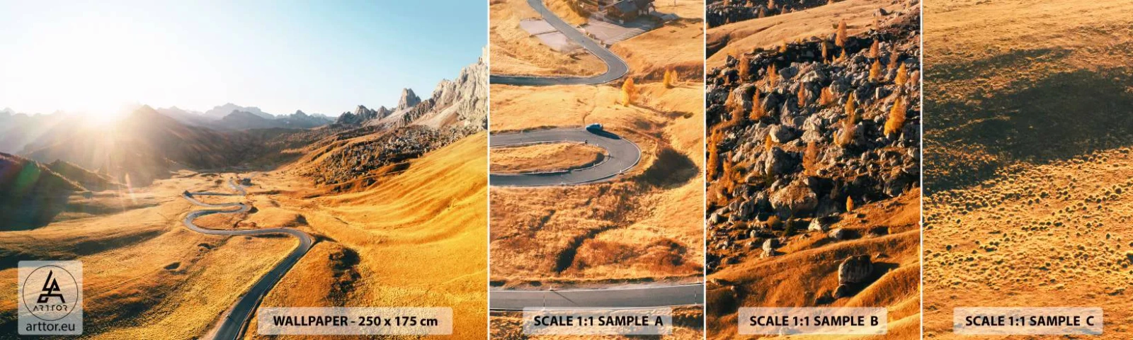 Fotótapéta Minta Standard Eco - Egy arany völgyben - Tájkép, Hegyek, Olaszország - 100x30 cm