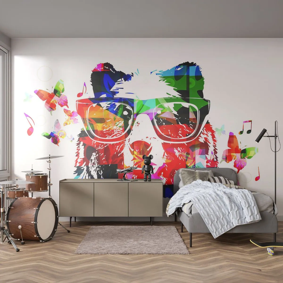 Fotótapéta Standard Eco - Tetszik nekem! - Absztrakció, Medve, Szemüveg - 200x140 cm