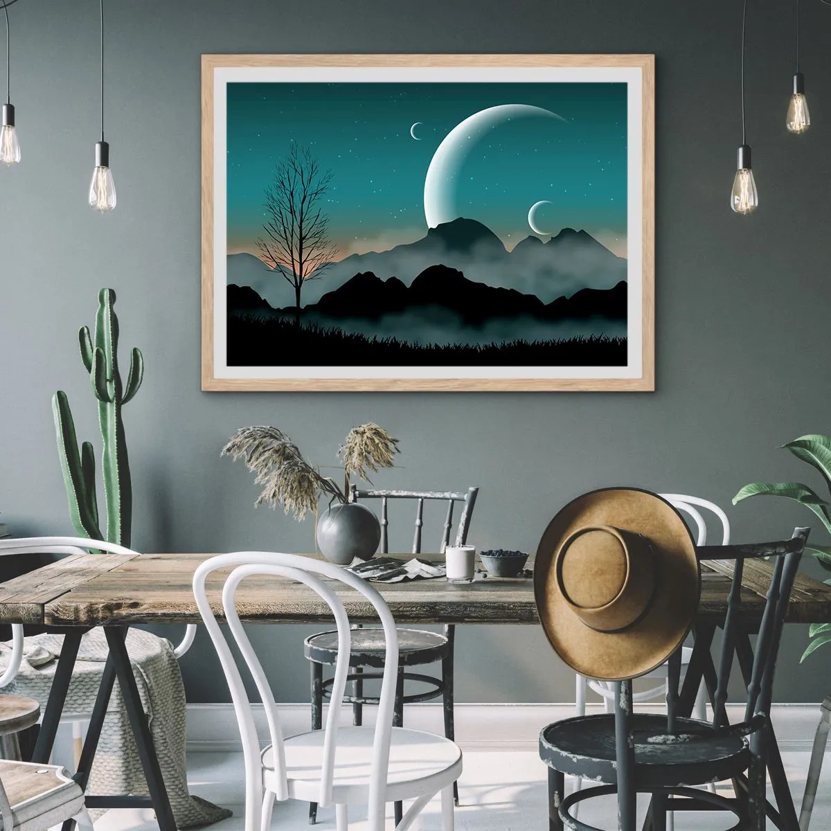 Poszter világos tölgy keretben - Csillagos éj karneválja - 100x70 cm