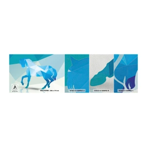 Fotótapéta Minta Premium Sand - Geometrikus ló türkizben - Állatok, Ló, Geometriai ábra - 100x30 cm