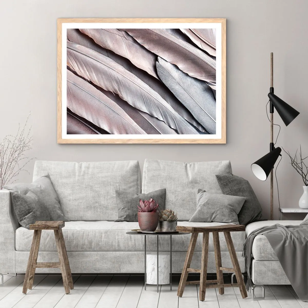 Poszter világos tölgy keretben - Rózsaszín ezüstben - 50x40 cm