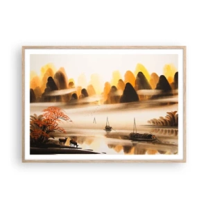 Poszter világos tölgy keretben - Távolabb, mint a Távol-Kelet - 100x70 cm