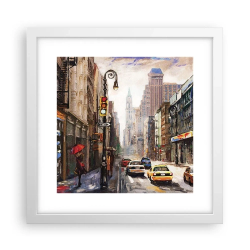 Poszter fekete keretben - New York – esőben is színes - 30x30 cm