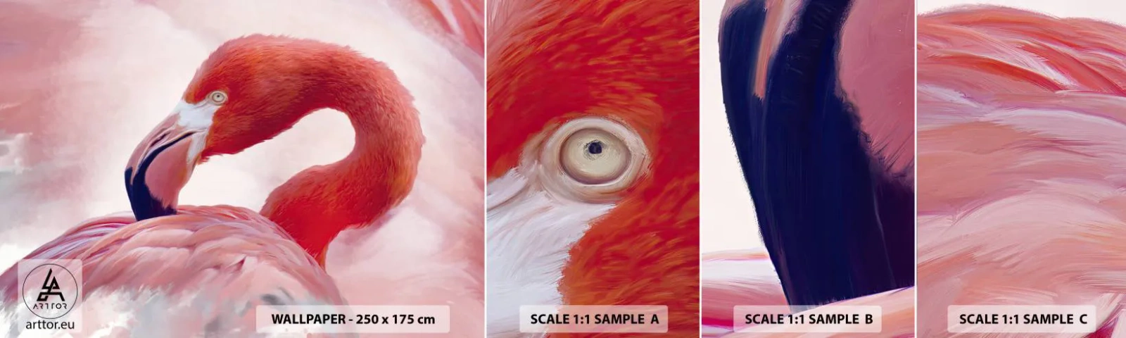 Fotótapéta Minta Öntapadós Deluxe Sticker - Madári szépség - Flamingó, Madár, Természet - 100x30 cm