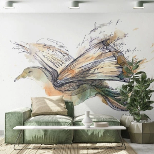 Fotótapéta Premium Sand - A költészet szárnyain - Absztrakció, Madár, Könyv - 200x140 cm