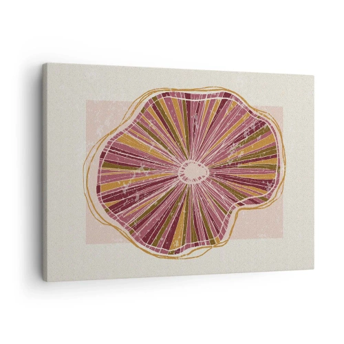 Vászonkép - Absztrakt fa szelet minta rózsaszín árnyalatokban - 70x50cm - Sugárzó absztrakció - Modern fali dekoráció nappalihoz és hálószobához ARTTOR