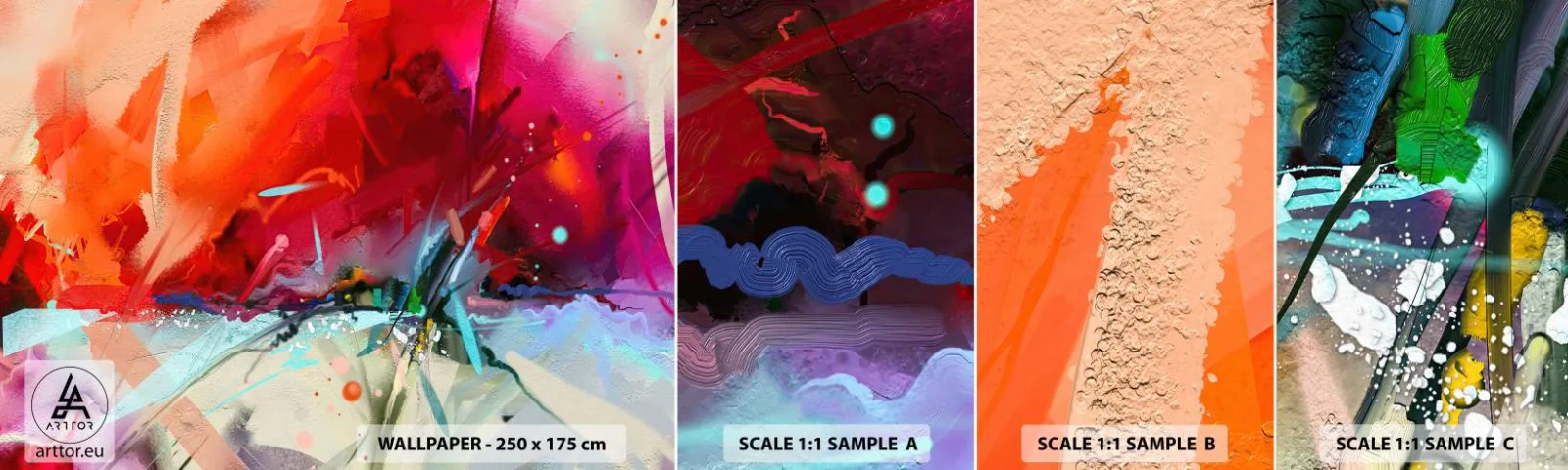 Fotótapéta Minta Öntapadós Deluxe Sticker - Fények és színek robbanása - Absztrakció, Darab, Akril - 100x30 cm