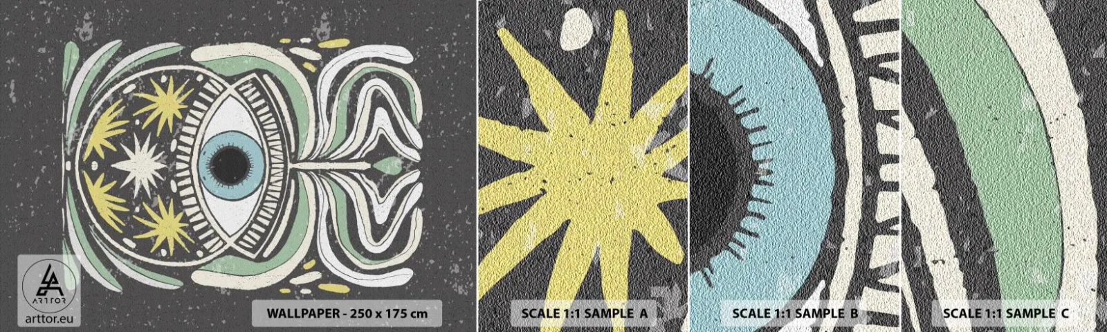Fotótapéta Minta Standard Eco - Törzsi rituálék - Boho, Szem, Pasztell - 100x30 cm