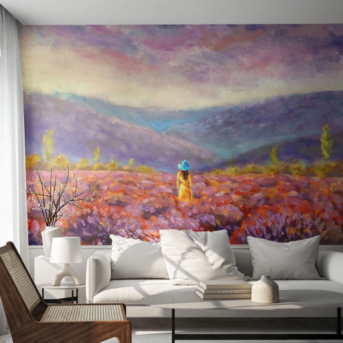 Fotótapéta Premium Canvas - A levendula világában - Tájkép, Nő, Levendula mező - 500x350 cm