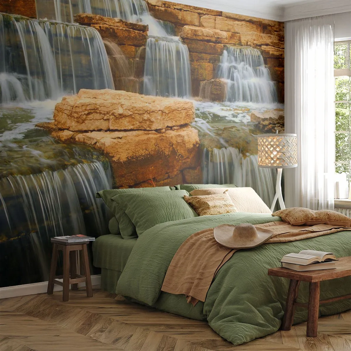 Fotótapéta Premium Sand - Lépcső a menybe - Vízesés, Természet, Tájkép - 100x70 cm