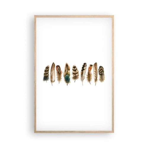 Poszter világos tölgy keretben - Tollas variáció - 61x91 cm