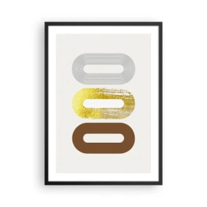 Poszter fehér keretben - Geometriai formák arany, barna és szürke árnyalatokban - 50x70cm - Óóó! - Modern fali dekoráció nappalihoz és hálószobához ARTTOR