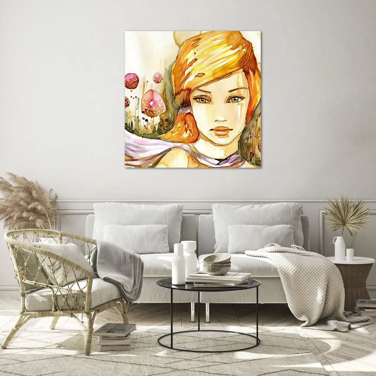 Üveg kép - Smaragd tekintet, amely lecsillapítja a haragot - 60x60 cm