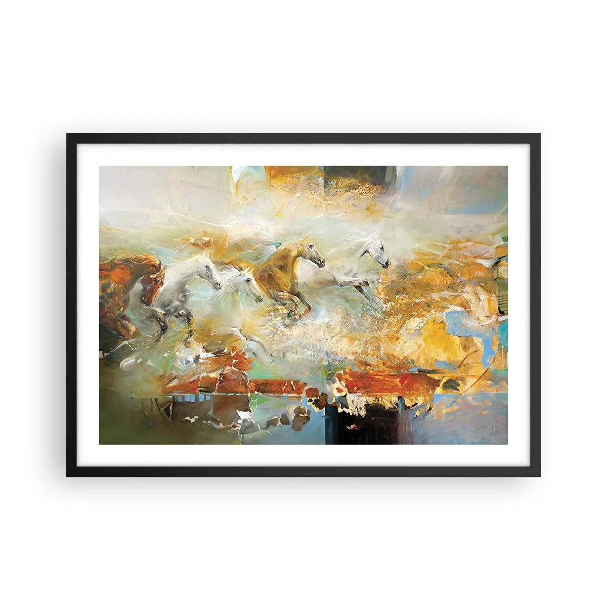 Poszter fehér keretben - Vágta a fényen át - 70x50 cm