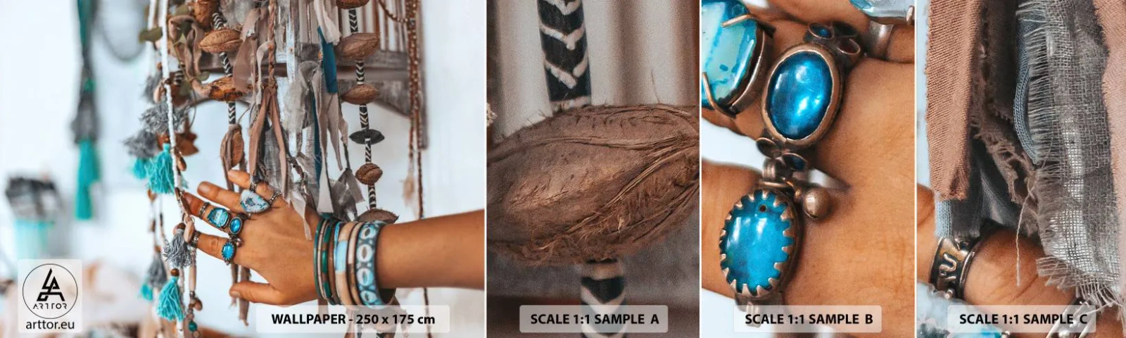 Fotótapéta Minta Standard Eco - Helyi kincsek - Női kéz, Ékszerek, Boho - 100x30 cm