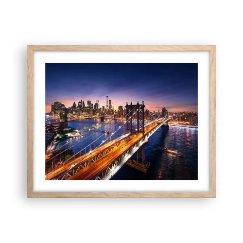 Poszter világos tölgy keretben - Ragyogó híddal a város szívébe - 50x40 cm