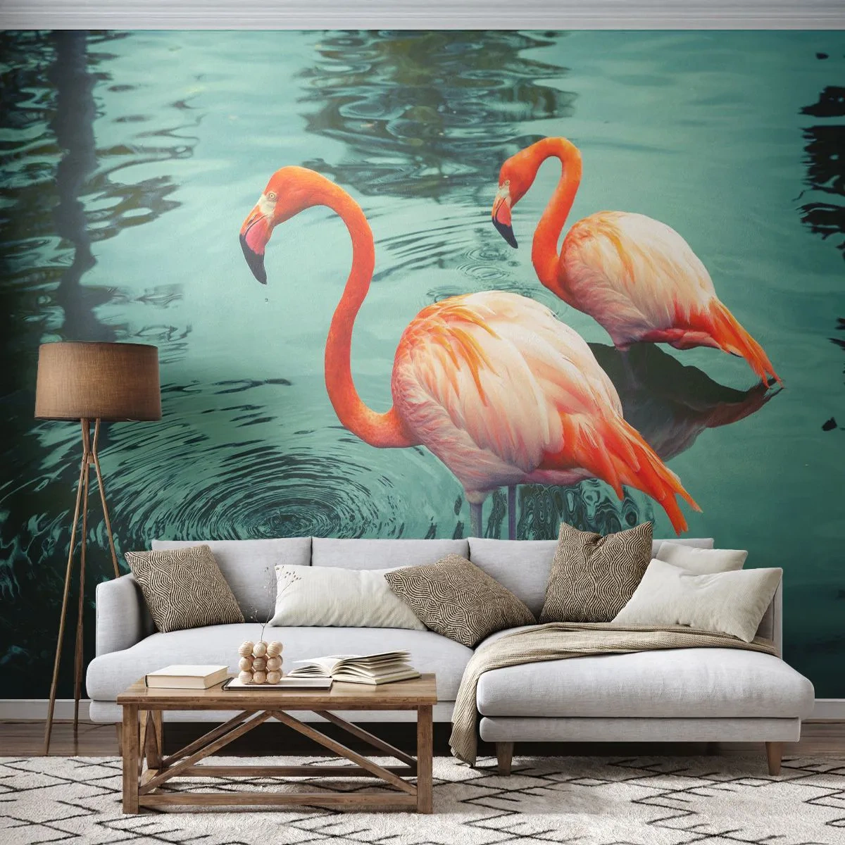 Fotótapéta Premium Sand - Most divatban vagyunk - Flamingók, Madarak, Természet - 350x256 cm