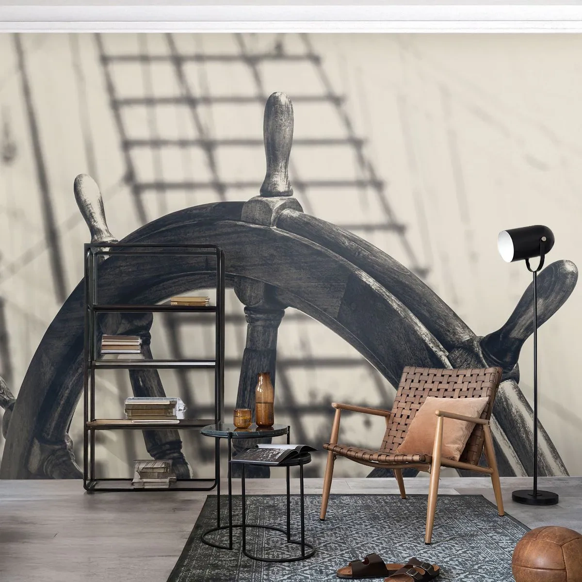 Fotótapéta Premium Canvas - Tengeri történetek - Tengeri, vitorlázás, Kormánykerék - 300x210 cm