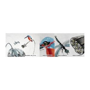 Fotótapéta Minta Premium Sand - A rét élete - Absztrakció, Madár, Virág - 100x30 cm