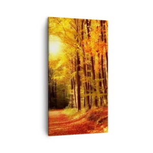 Vászonkép - Arany ősz az erdei úton - 45x80 cm