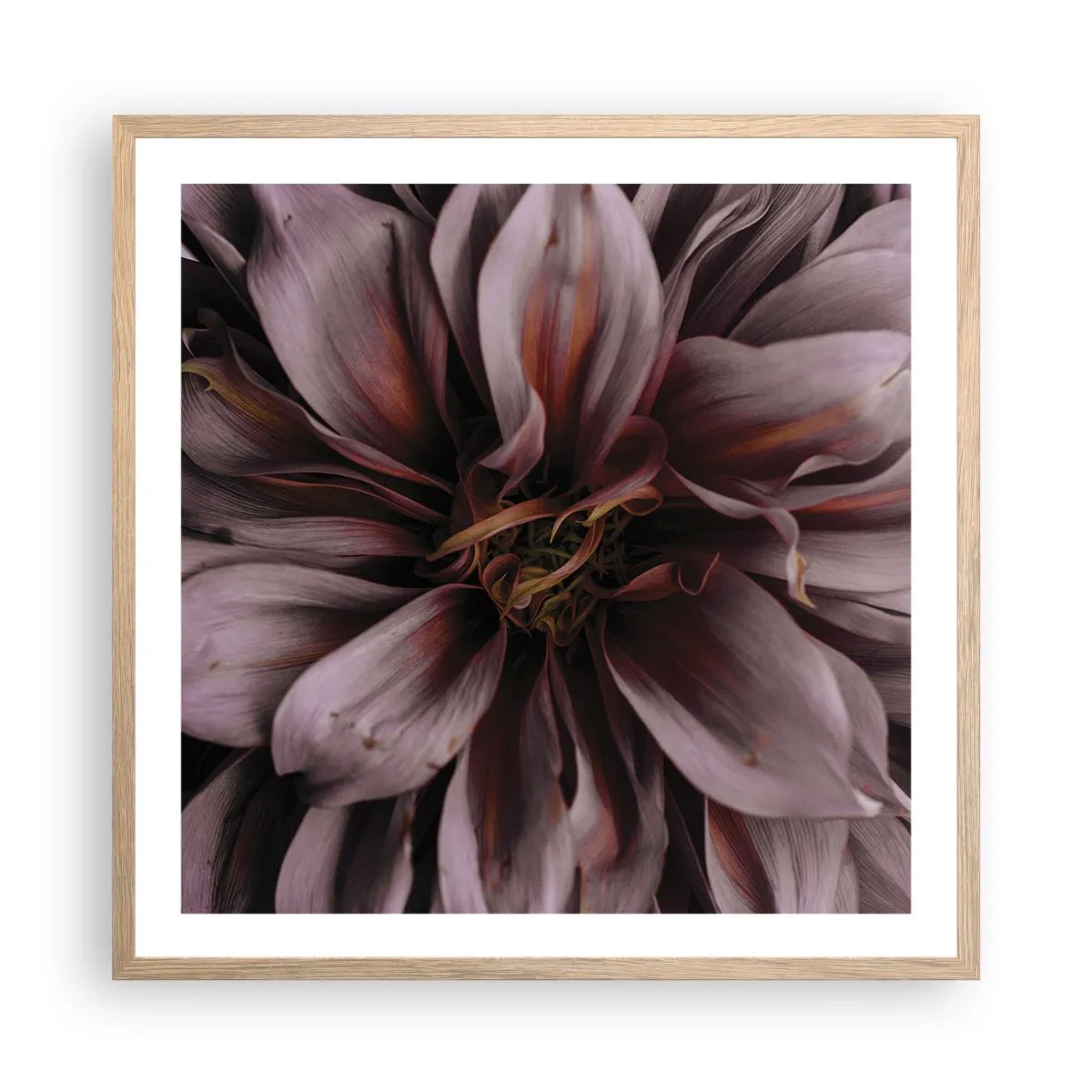 Poszter világos tölgy keretben - Virágos szív - 60x60 cm