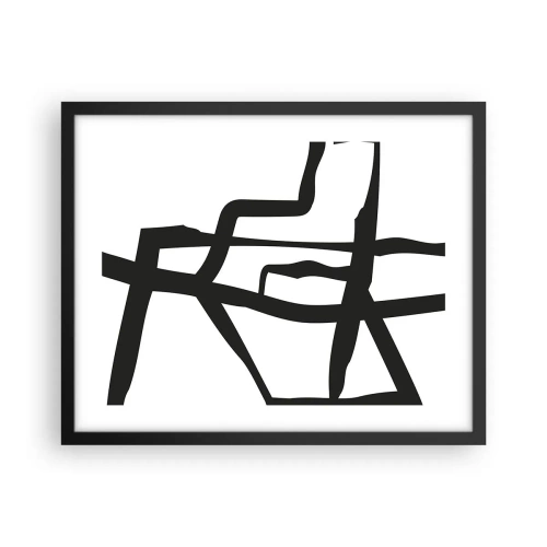 Poszter fehér keretben - Fekete-fehér konstrukció - 50x40 cm