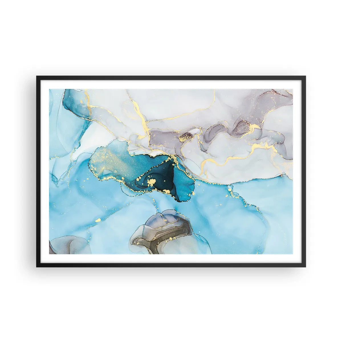 Poszter fehér keretben - Tanulmány a szürke és a türkiz találkozásáról - 100x70 cm