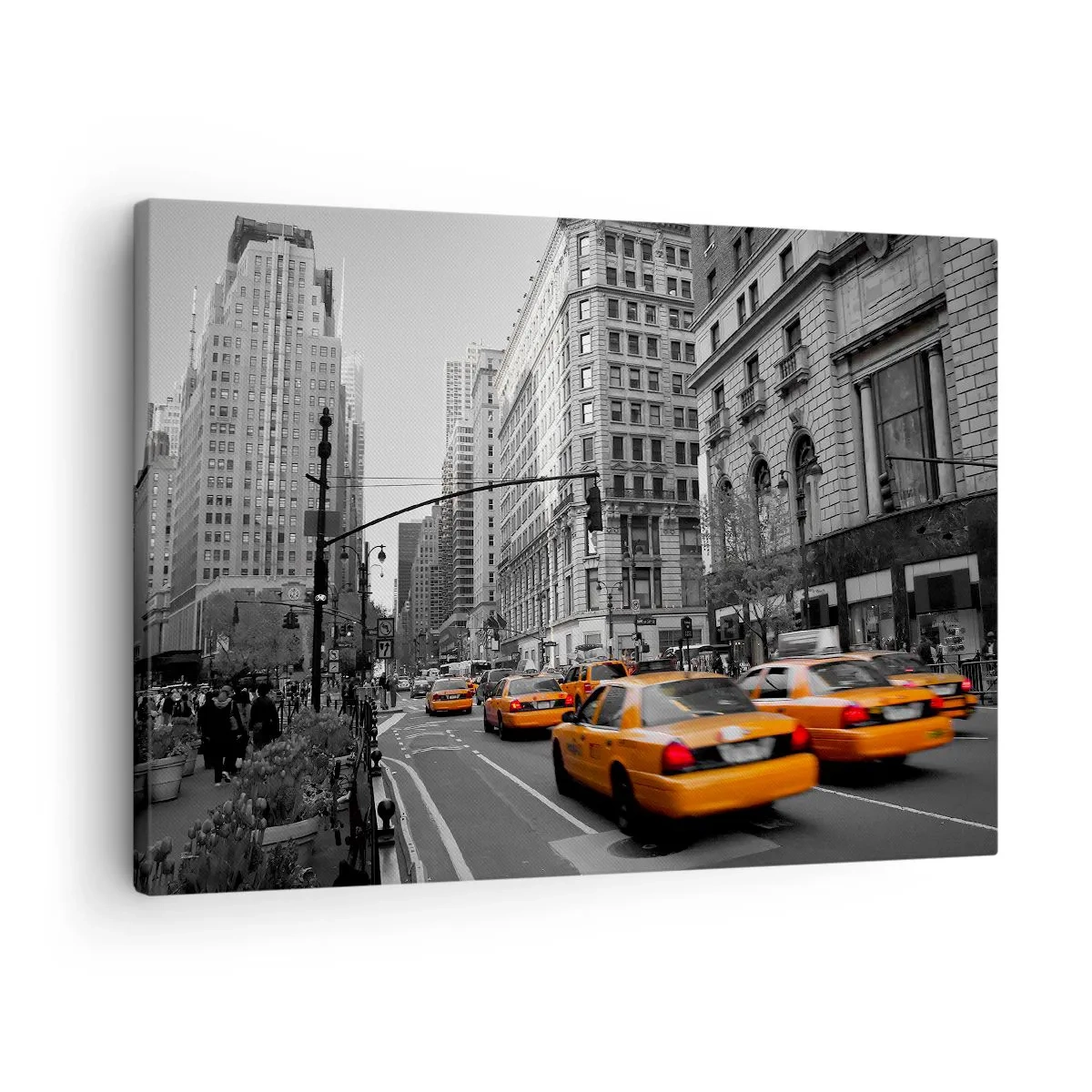 Vászonkép - Sárga taxik New York utcáin - 70x50cm - Nagyvárosi napok - Modern fali dekoráció nappalihoz és hálószobához ARTTOR