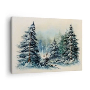 Vászonkép - Téli táj hófödte fákkal - 70x50cm - Karácsonyra készen - Modern fali dekoráció nappalihoz és hálószobához ARTTOR
