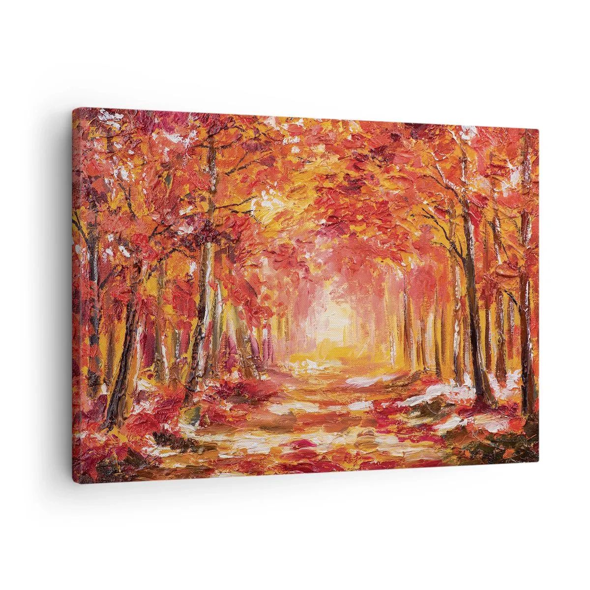 Vászonkép - Őszi erdő réz és arany árnyalatokban - 70x50cm - Rézerdő - Modern fali dekoráció nappalihoz és hálószobához ARTTOR