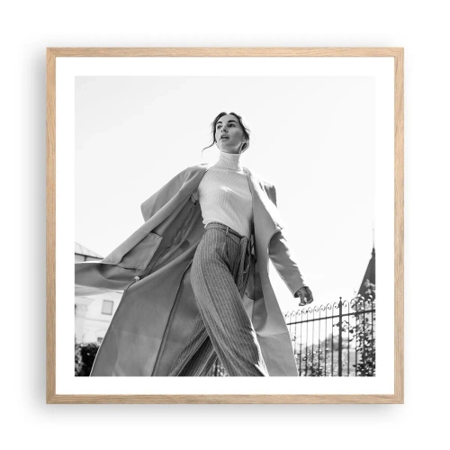 Poszter világos tölgy keretben - Velem jössz? - 60x60 cm