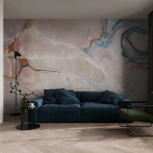 Fotótapéta Premium Canvas - Kék kanyarog a fehér alatt - Absztrakció, Darab, Modern minta - 400x280 cm