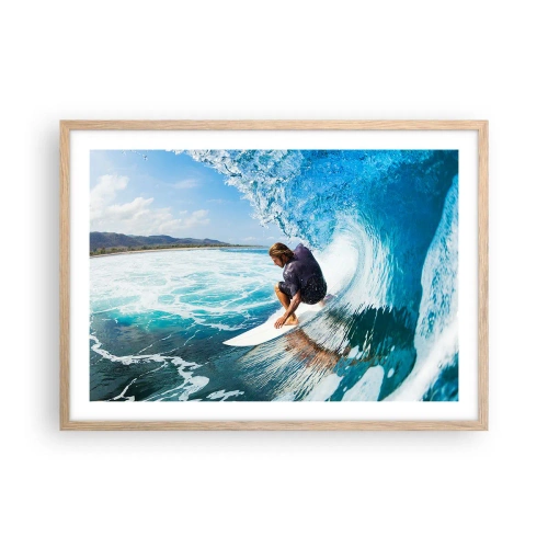 Poszter világos tölgy keretben - Tánc a hullámokkal - 70x50 cm