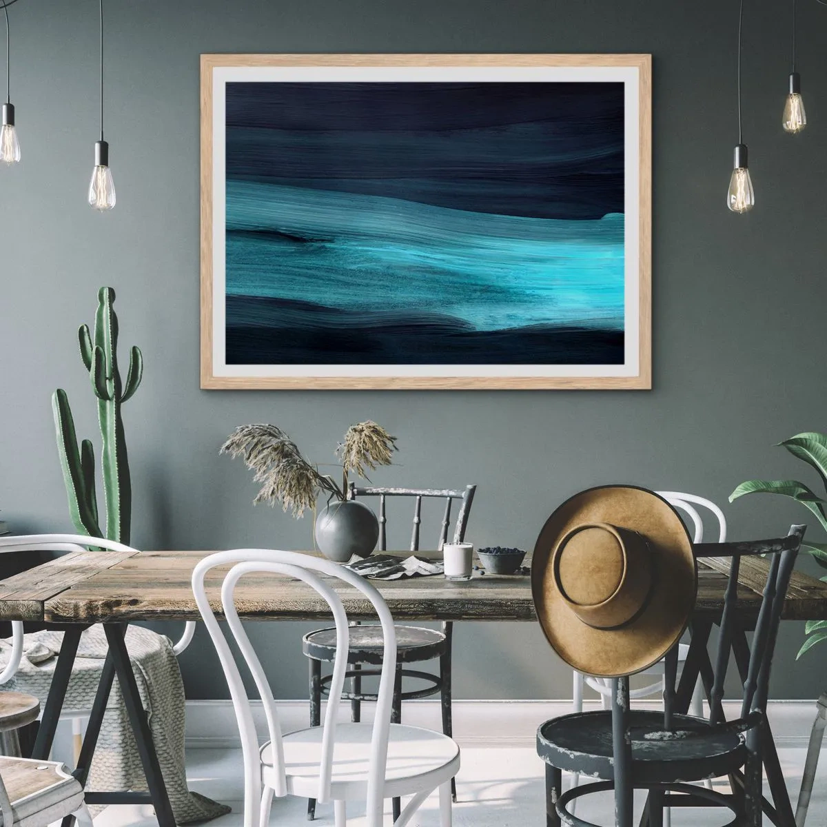 Poszter világos tölgy keretben - Ússz az árral - 91x61 cm