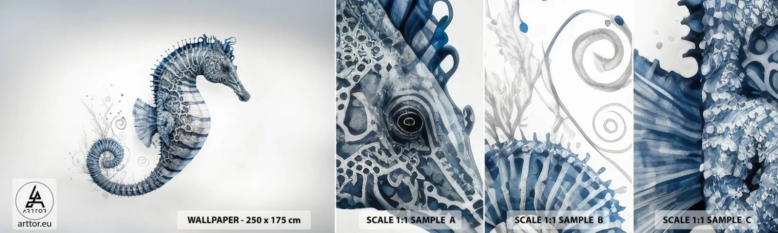 Fotótapéta Minta Öntapadós Deluxe Sticker - A természet finom tréfája - csikóhal, Tengerpart, korallzátony - 100x30 cm