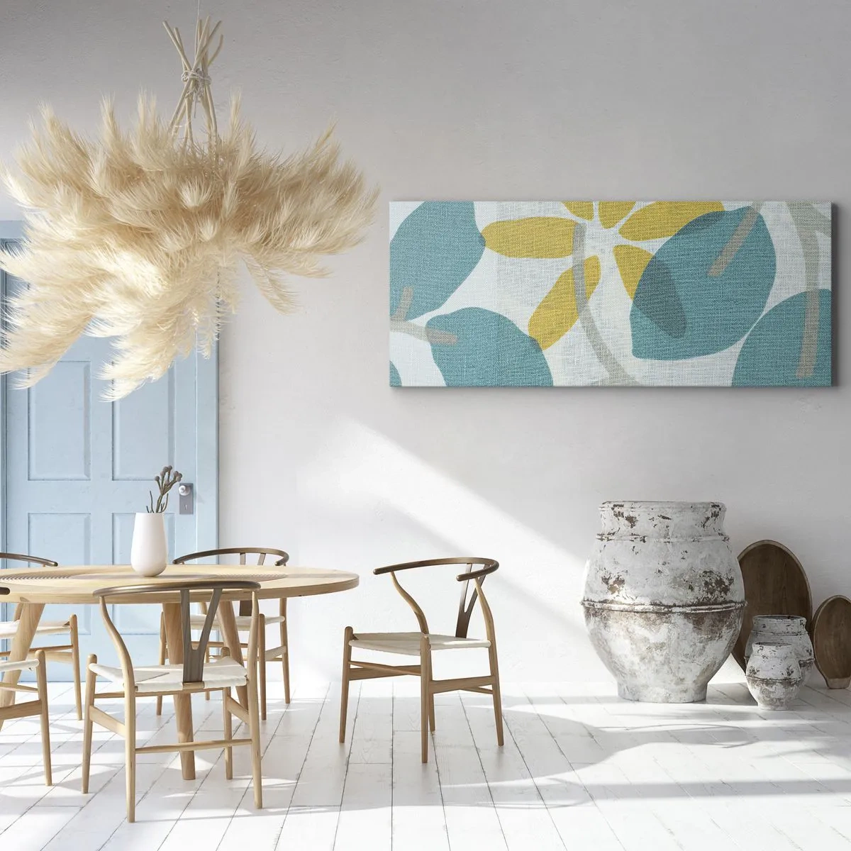 Vászonkép - Azúrkék levelek között - 140x50 cm