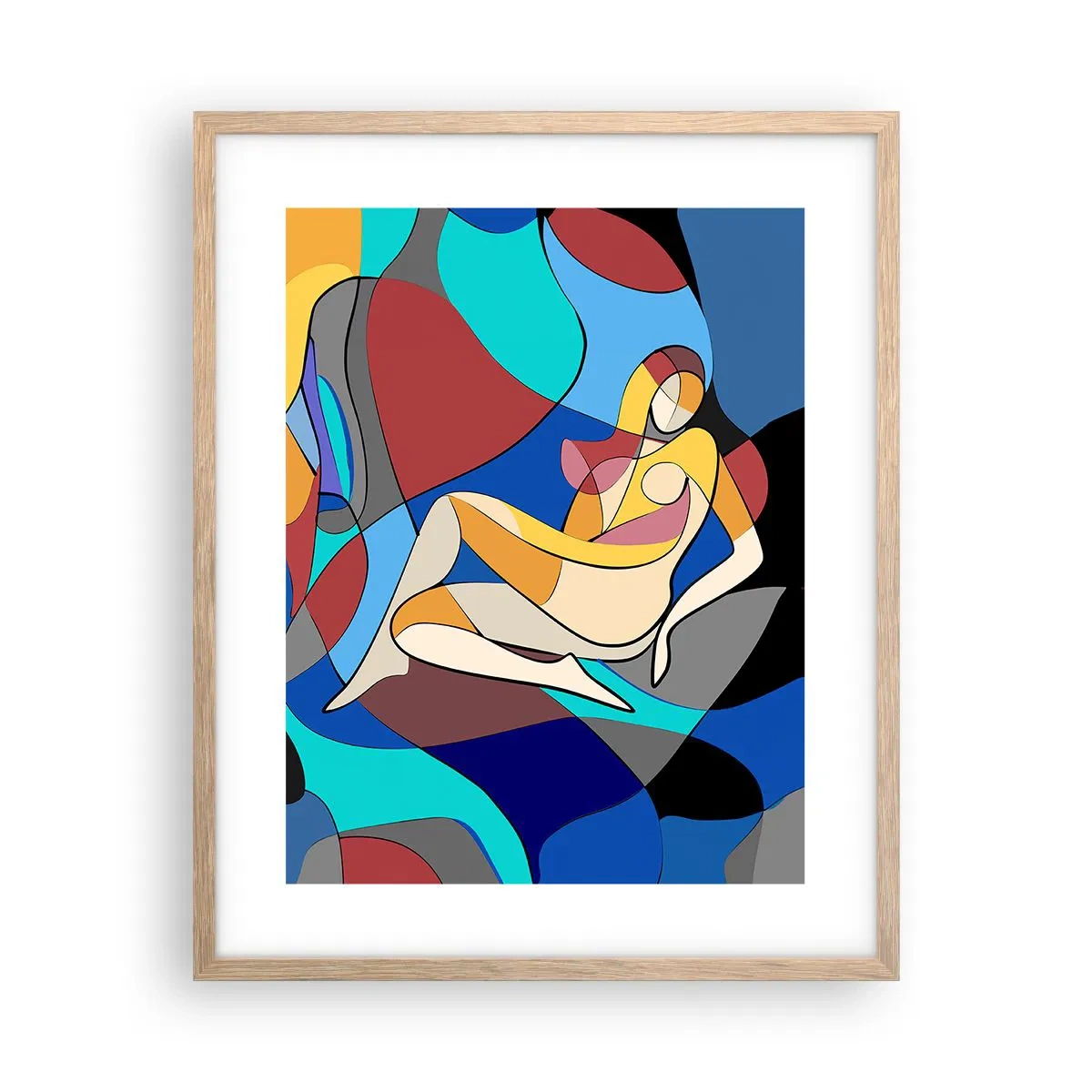Poszter világos tölgy keretben - Kubista akt - 40x50 cm