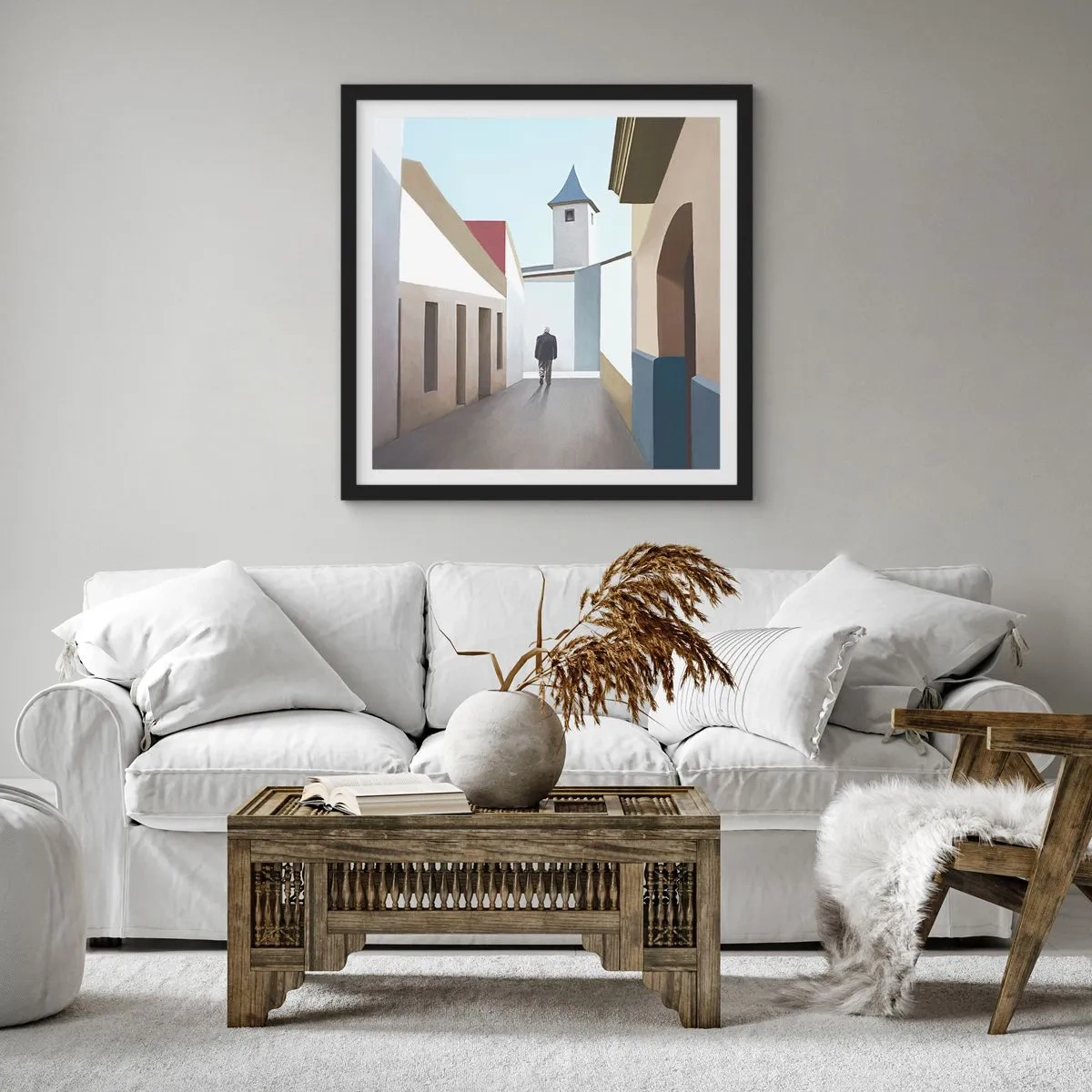 Poszter fehér keretben - Napfényes séta - 60x60 cm