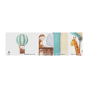 Fotótapéta Minta Öntapadós Deluxe Sticker - Fantasztikus utazás - Ballon, Gyerekeknek, Szüret - 100x30 cm