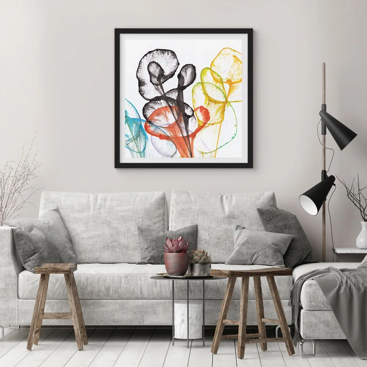 Poszter fehér keretben - Virágok lélekkel - 60x60 cm