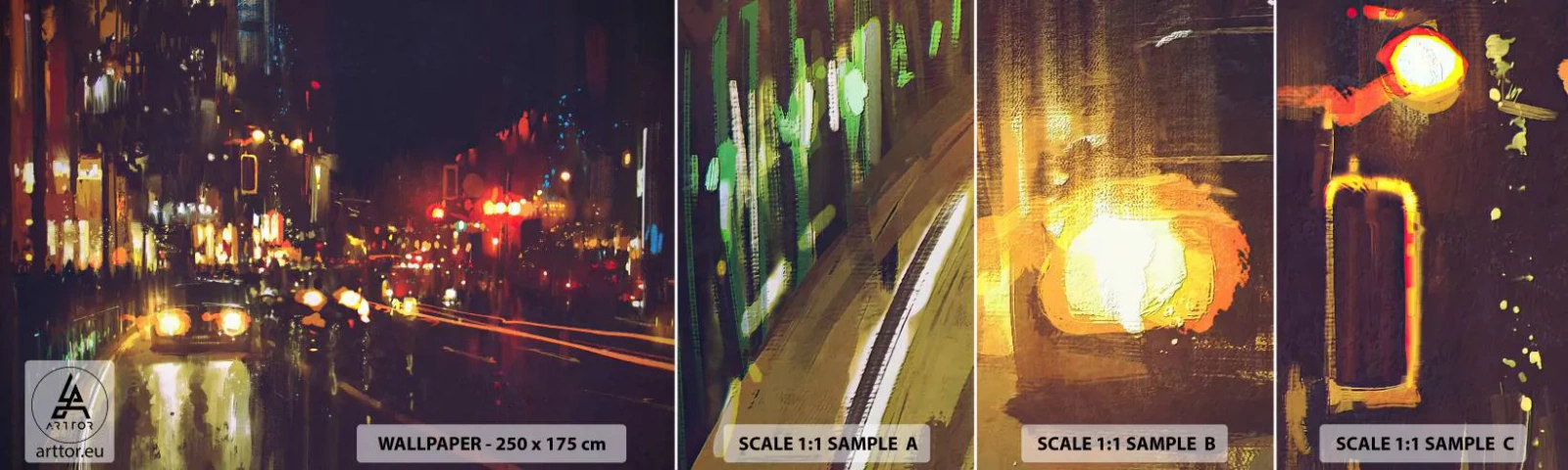 Fotótapéta Minta Öntapadós Deluxe Sticker - Elmerült az éjszakai fényben - Város, Építészet, Éjszakai élet - 100x30 cm