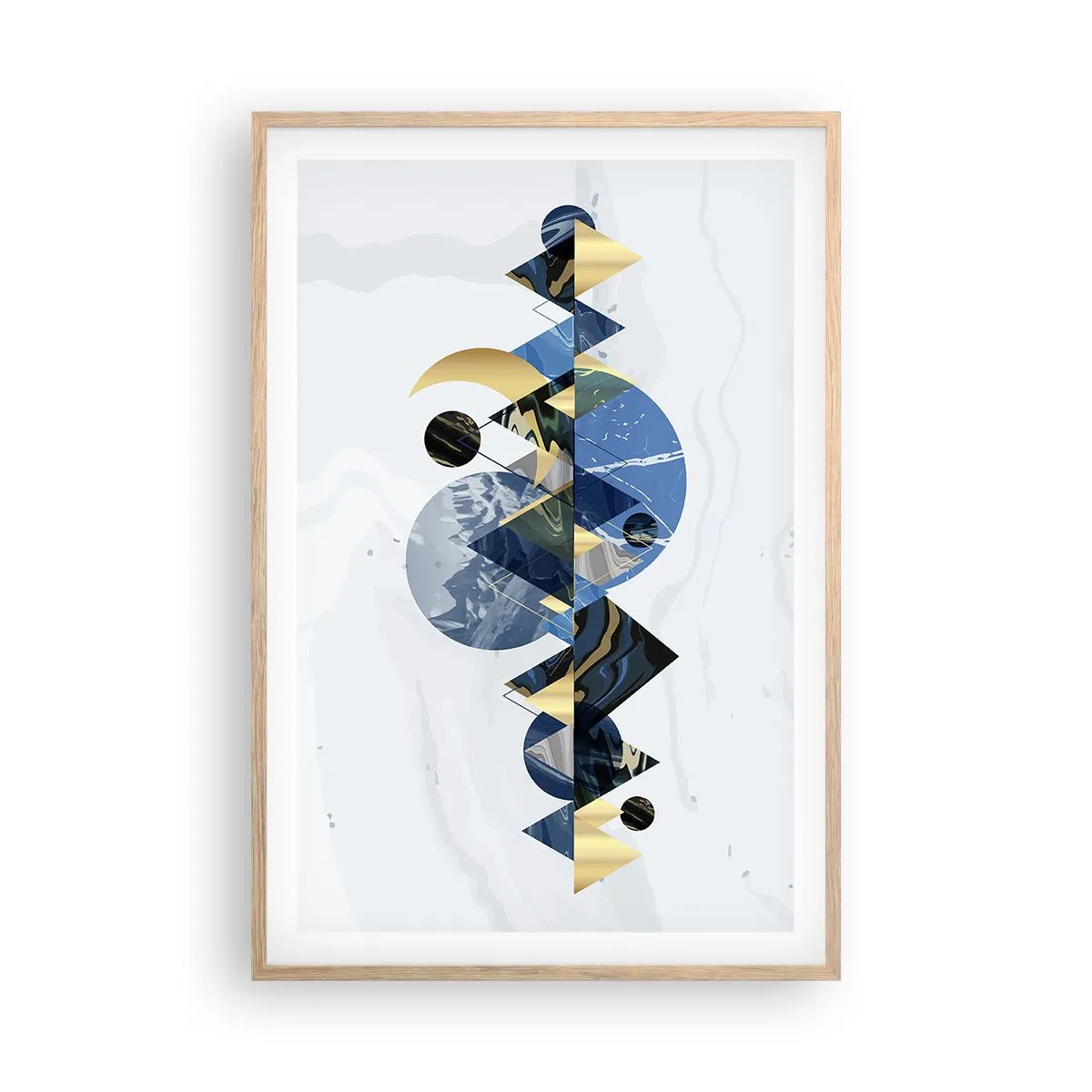 Poszter világos tölgy keretben - Geometriai táj - 61x91 cm