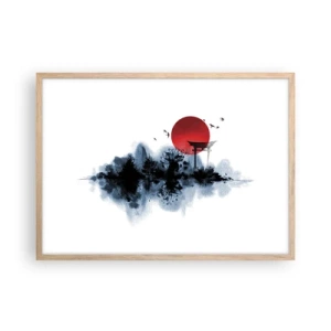 Poszter világos tölgy keretben - Japán kilátás - 70x50 cm