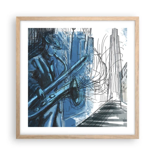 Poszter világos tölgy keretben - Városi rapszódia - 50x50 cm