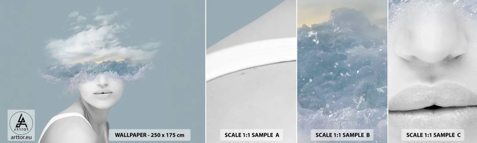 Fotótapéta Minta Standard Eco - Fejjel a fellegekben - Fényes, portré, Felhők - 100x30 cm