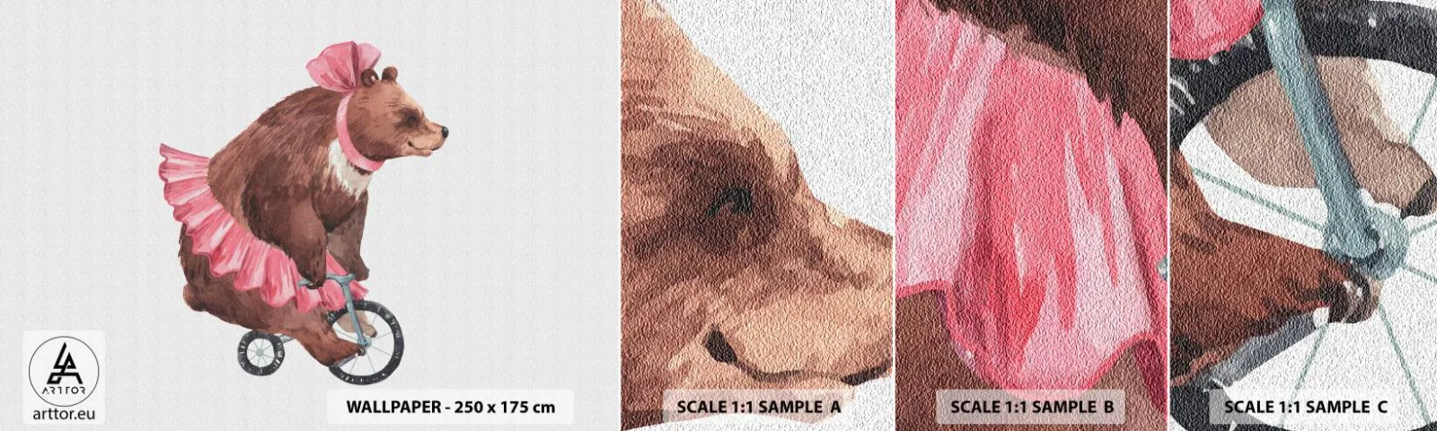 Fotótapéta Minta Standard Eco - Micsoda cirkusz! - Medve, Cirkusz, Lányos - 100x30 cm